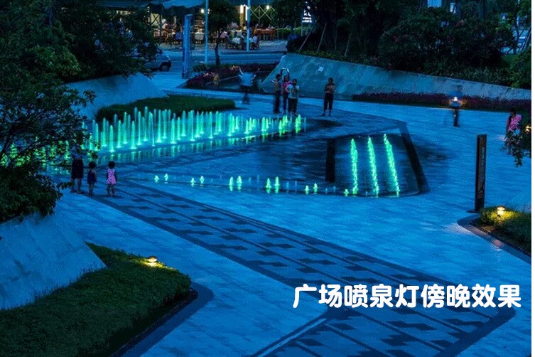 广场LED喷泉灯夜间效果